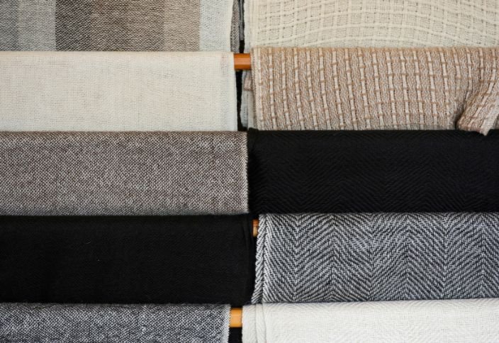 Knitted and woven textile samples for chenille fabric applications